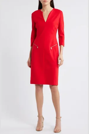 HUGO BOSS Dalmar Split Neck Dress in at Nordstrom, Size 2