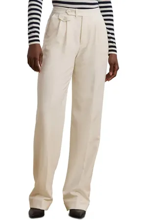 Ralph Lauren Pleated Wool Twill Straight Leg Pants in at Nordstrom, Size 6