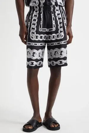 VERSACE Medusa Chains Print Silk Shorts in at Nordstrom, Size 32 Us