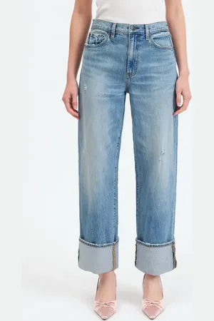 Danny Daze Eastside High Waist Cuff Crop Straight Leg Jeans in at Nordstrom, Size 28