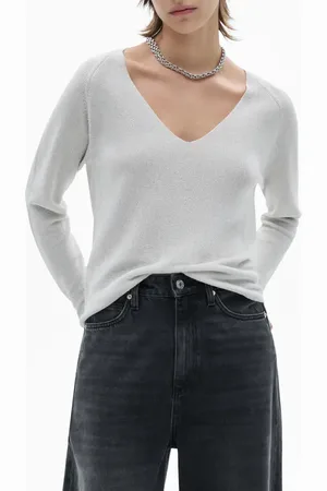 MANGO Shimmer V-Neck Sweater in at Nordstrom, Size Medium