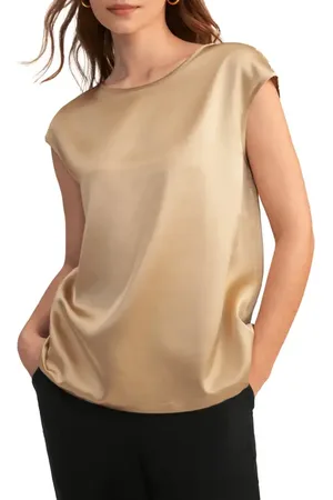 Lilysilk Basic Cap Sleeves Silk Tee in at Nordstrom, Size Large