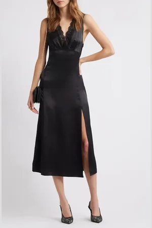 Open Edit Lace Trim Satin Slipdress in at Nordstrom, Size X-Large