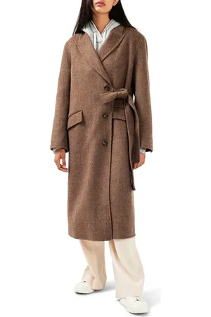 Belle & Bloom Right There Side Tie Wool Blend Coat in at Nordstrom, Size Large