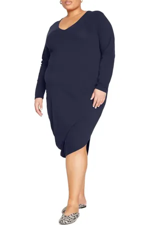 UNIVERSAL STANDARD Iconic Geneva Long Sleeve Asymmetric Dress in at Nordstrom, Size Xl