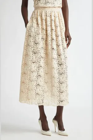 ST. JOHN Floral Guipure Lace Midi Skirt in at Nordstrom, Size 4