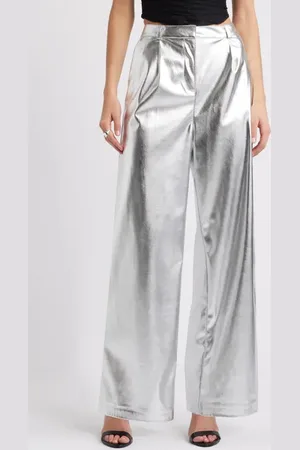 Open Edit Metallic Faux Leather Pants in at Nordstrom, Size X-Small