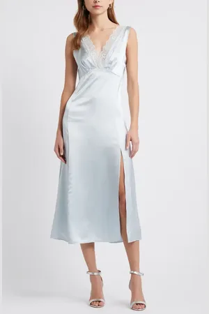 Open Edit Lace Trim Satin Slipdress in at Nordstrom, Size Xx-Small