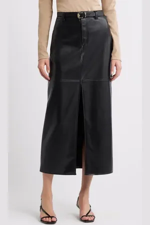 Open Edit Faux Leather Midi Skirt in at Nordstrom, Size 2