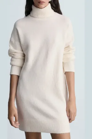 MANGO Taldote Long Sleeve Turtleneck Sweater Dress in at Nordstrom, Size Small