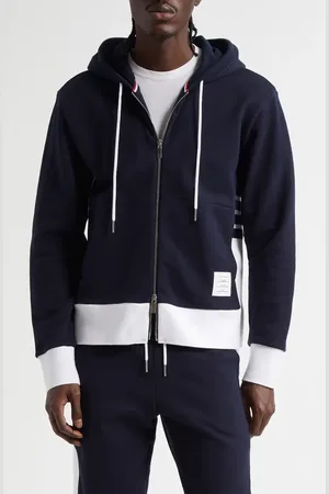 Thom Browne Engineered 4-Bar Cotton French Terry Zip-Up Hoodie in at Nordstrom, Size 5