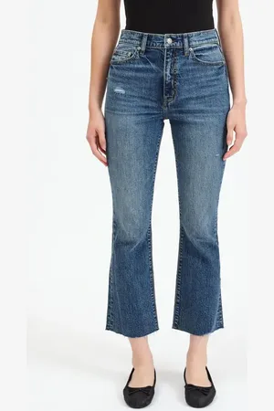 Danny Daze Shy Girl Raw Edge Kick Flare Crop Jeans in at Nordstrom, Size 26