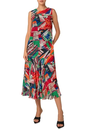 AKRIS Sea Clipper Print Georgette Midi Dress in at Nordstrom, Size 4