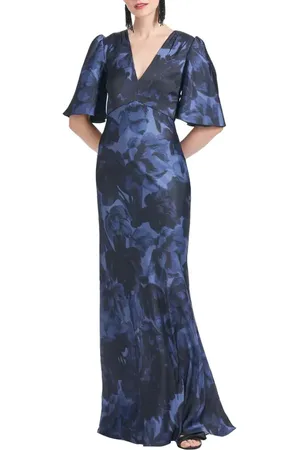 Sachin & Babi Mae Floral Print Satin Crepe Trumpet Gown in at Nordstrom, Size 2