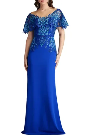 Tadashi Shoji Sequin Lace Bodice Crepe Gown in at Nordstrom, Size 8