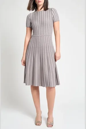 Ming Wang Modern Fit Stripe A-Line Knit Dress in at Nordstrom, Size Medium