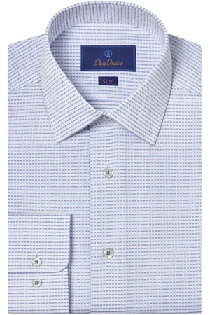 David Donahue Slim Fit Neat Cotton Dobby Dress Shirt in at Nordstrom, Size 15.5 - 34