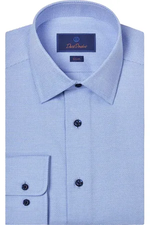 David Donahue Slim Fit Cotton Microdobby Dress Shirt in at Nordstrom, Size 14.5 - 32