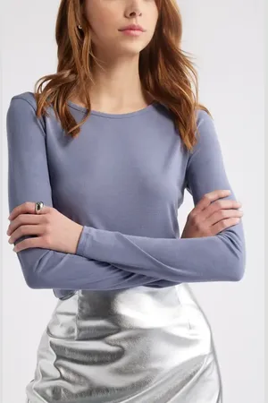 Open Edit Sanded Jersey Long Sleeve T-Shirt in at Nordstrom, Size Medium