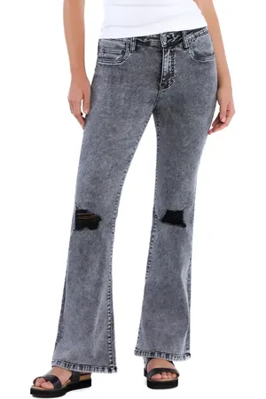 HINT OF BLU Chloe Acid Wash Mid Rise Flare Jeans in at Nordstrom, Size 27