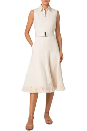 AKRIS Sleeveless Denim Belted Shirtdress in at Nordstrom, Size 12
