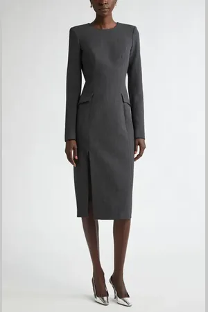 ST. JOHN Pinstripe Long Sleeve Luxe Suiting Dress in at Nordstrom, Size 8