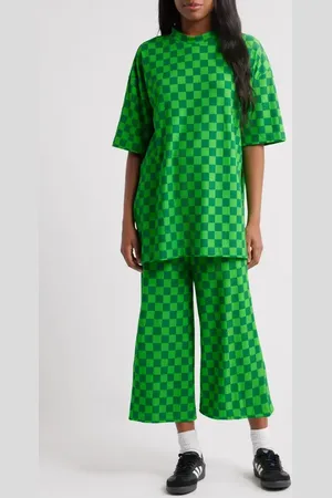 Dressed in Lala Lex Ribbed Oversize T-Shirt & High Waist Crop Pants Set in at Nordstrom, Size X-Large