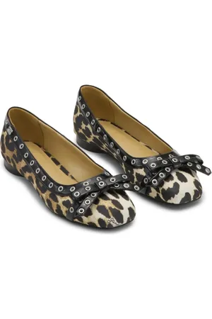 Ganni Grommet Bow Ballet Flat in at Nordstrom, Size 6Us