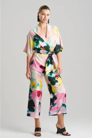 Natori Akiko - Printed Cotton Silk Twill Wrap Top in at Nordstrom, Size X-Large Short