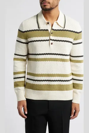 NN.07 Alfie 6636 Stripe Organic Cotton Polo Sweater in at Nordstrom, Size X-Large