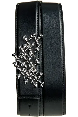 AMIRI Stacked Bones Buckle Leather Belt in at Nordstrom, Size 100