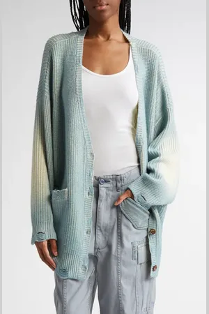 R13 Distressed Oversize Merino Wool Cardigan in at Nordstrom, Size Large
