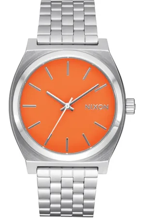 Nixon The Time Teller Bracelet Watch, 37mm in Silver /Mandarin at Nordstrom