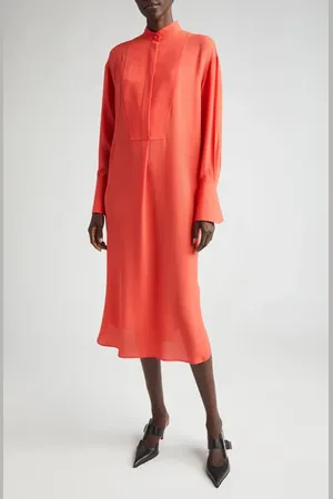Alexander McQueen Long Sleeve Silk Shirtdress in at Nordstrom, Size 0 Us