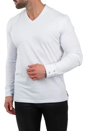 Maceoo Edison Solid V-Neck Cotton Sweater in at Nordstrom, Size 3
