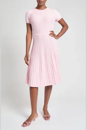 Ming Wang Modern Fit Stripe A-Line Knit Dress in at Nordstrom, Size Small