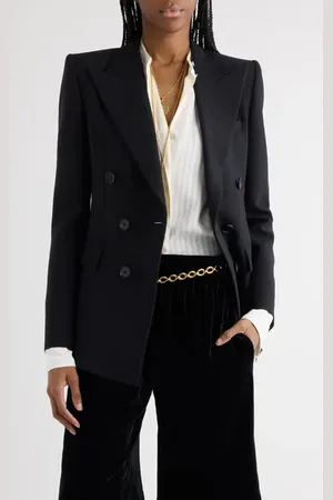 Chloé Double Breasted Virgin Wool Grain de Poudre Blazer in at Nordstrom, Size 8 Us