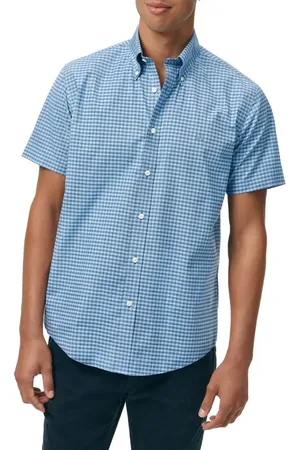 Brooks Brothers Gingham Short Sleeve Stretch Cotton Button-Down Shirt in at Nordstrom, Size Large