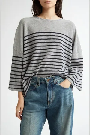 Johnstons Of Elgin Stripe Cashmere Sweater in at Nordstrom, Size Medium