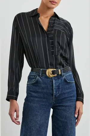 Rails Spencer Stripe Silk Shirt in at Nordstrom, Size Large
