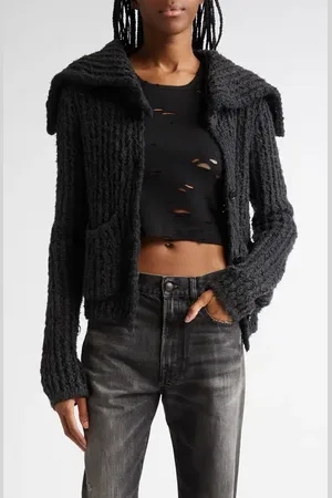 R13 High Neck Shrunken Rib Cardigan in at Nordstrom, Size Large