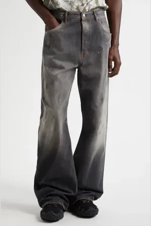 Acne Studios 2021 Trafa Paint Splatter Loose Fit Wide Leg Jeans at Nordstrom, Size 28