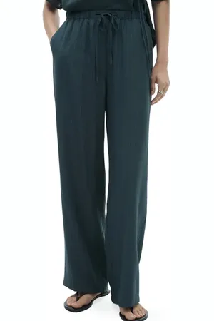MANGO Drawstring Waist Straight Leg Pants in at Nordstrom, Size X-Small