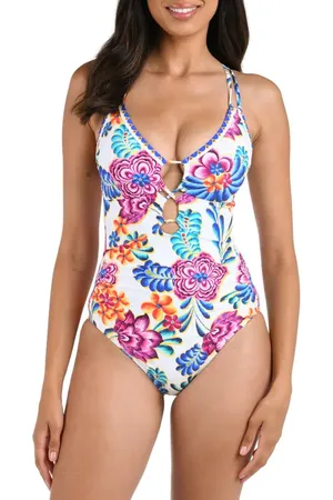 La Blanca Paradiso Lace-Up One-Piece Swimsuit in at Nordstrom, Size 4