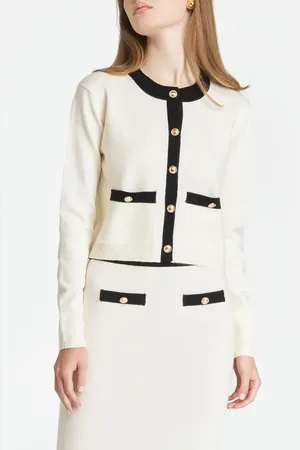 WAYF Catherine Contrast Trim Cardigan in at Nordstrom, Size X-Small