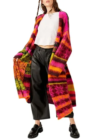 Free People Snowflake Tie Waist Long Cardigan in at Nordstrom, Size X-Small
