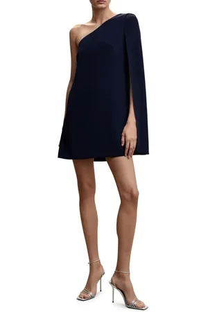 MANGO One-Shoulder Cape Sleeve Minidress in at Nordstrom, Size 10