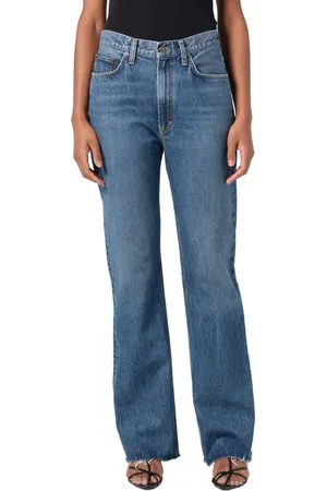 AGOLDE Leena High Waist Raw Hem Flare Leg Jeans in at Nordstrom, Size 25