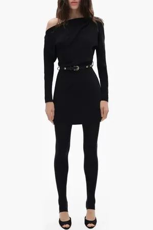 MANGO Belted Long Sleeve One-Shoulder Minidress in at Nordstrom, Size 4