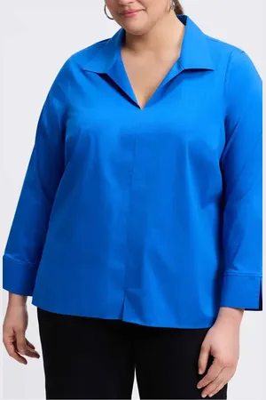 Foxcroft Agnes Smocked Cuff Blouse in at Nordstrom, Size 2X